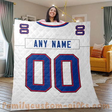 Custom Premium Quilt Blanket Buffalo Jersey American Football Personalized Quilt Gifts for Her & Him